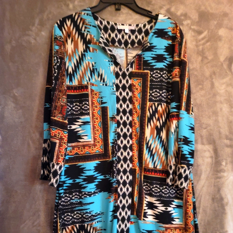 EucSignature Aztec Print Dress Size Lg